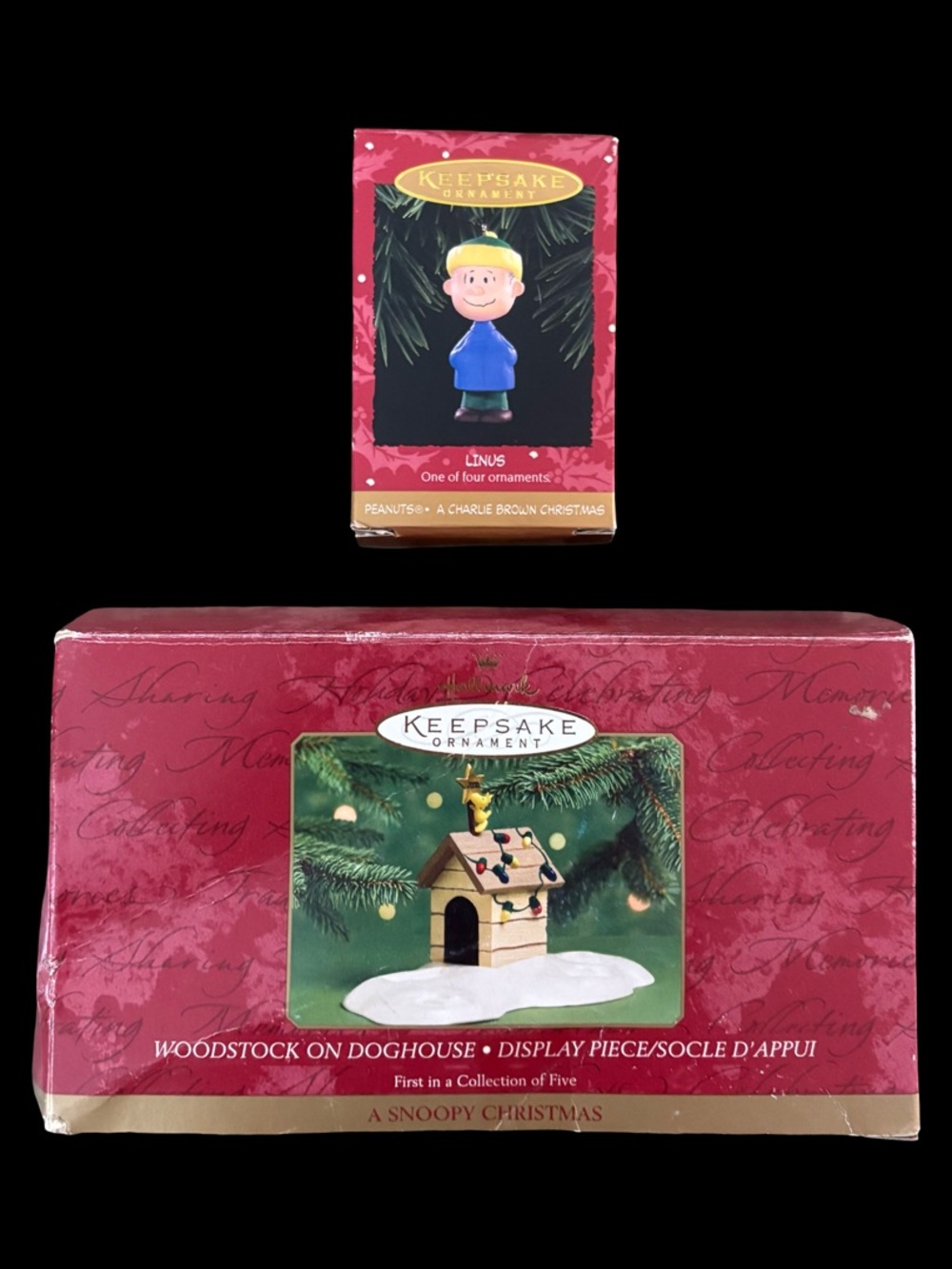 Hallmark Peanuts Gang Linus Ornament & Snoopy Display